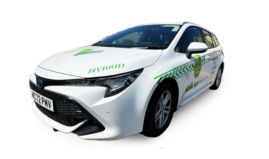 A white Albies hybrid estate car